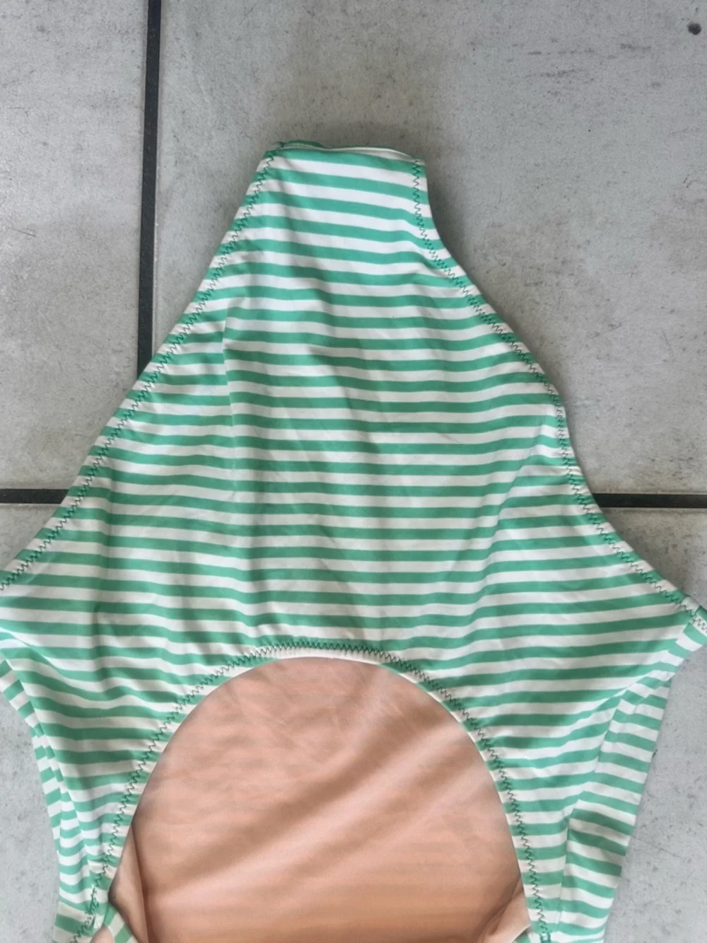 J. Crew Mint Green and White Striped One-Piece Swimsuit